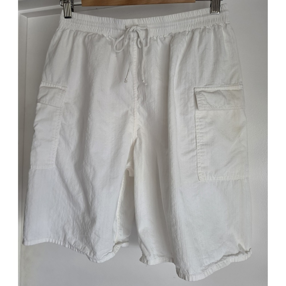 Urban Outfitters Cargo Shorts Size L White Solid Casual Streetwear Bermuda